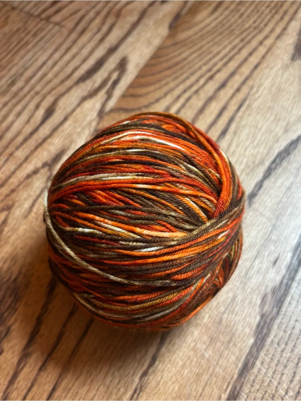 Yarn Fingering Weight 120g Wool Blend Sock Indie Dyed Orange Brown Knit Crochet